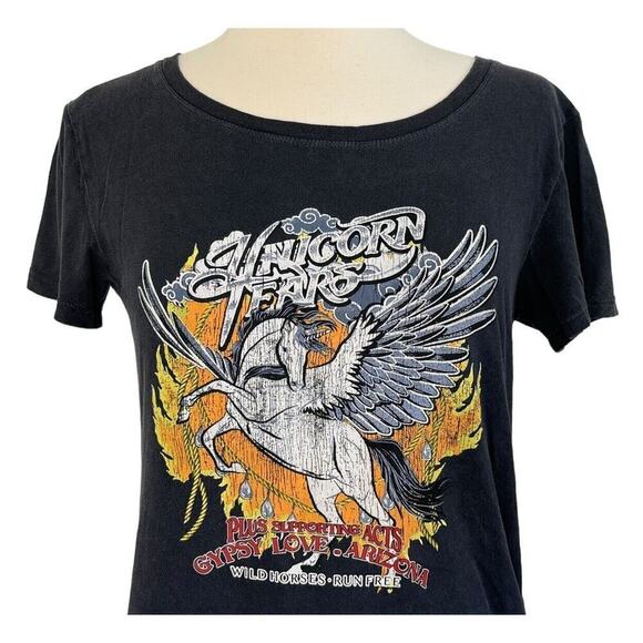 SPELL & GYPSY Unicorn Tears Distressed T Shirt Wild Horses Run Free Size S MINT - Picture 3 of 9